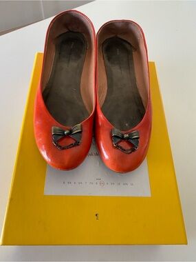 Women’s Pilcro Orange Ballet Flats with Bow Accent